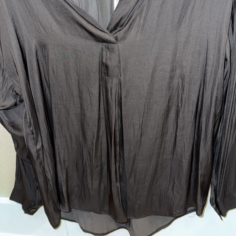 NWT Lush Satin Henley Shirt Blouse Black Size S - Picture 4 of 6